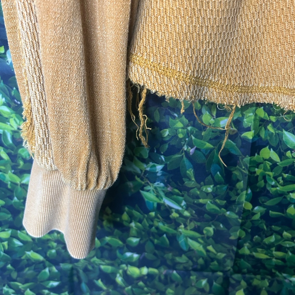 Easel Camel Textured Waffle Knit Sweatshirt - Picture 4 of 5